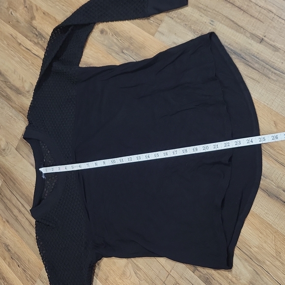 GIBON Black Rayon Fishnet Mesh Upper and Long Sleeve Top Shirt - Picture 8 of 13